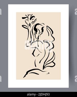 Minimalistic hand drawn printable wall art Stock Vector