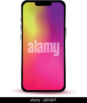 Black smartphone with colorful display isolated on white background - Vector illustration Stock Vector