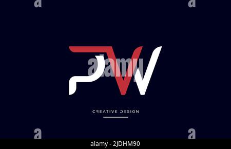 Alphabet Letters PW or WP Abstract Icon Logo Monogram Stock Vector