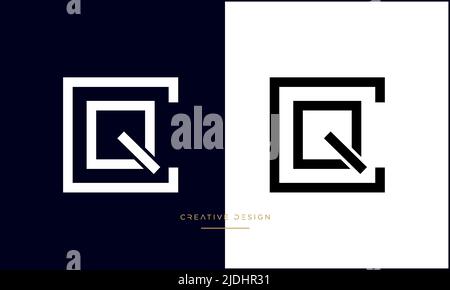 Alphabet Letters QC, CQ, Q or C initial Logo Abstract Monogram Stock Vector