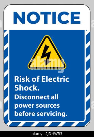 Notice Risk of electric shock Symbol Sign Isolate on White Background Stock Vector