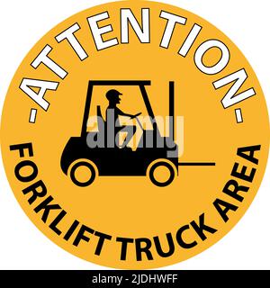 Forklift Truck Area Hazard Warning Sign Stock Vector