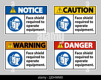 Face Shield Required to Operate Equipment Stock Vector