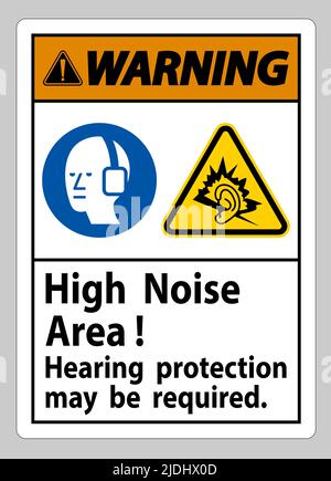 Warning Sign High Noise Area Hearing Protection May Be Required Stock Vector