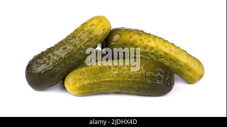Marinated pickled cucumber isolated on white background. Pickled cucumber with clipping path. Closeup Stock Photo