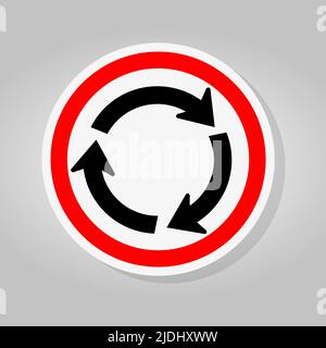 Roundabout Traffic Road Sign Isolate On White Background,Vector Illustration Stock Vector