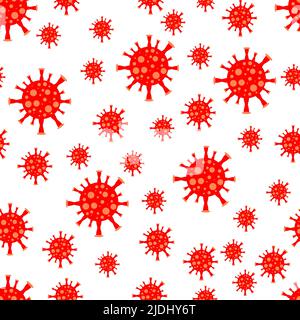 Virus cell, medical illustration, seamless pattern pox, Covid virus cells on transparent background. Microbiological vector background. Stock Vector