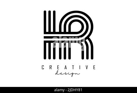 Black lines IR i r letters with monogram Logo Design. Creative vector illustration with geometric lines pattern. Stock Vector