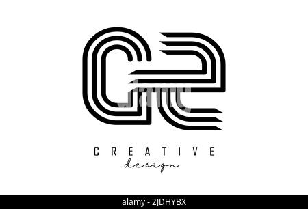Black lines GS g s letters with monogram Logo Design. Creative vector illustration with geometric lines pattern. Stock Vector