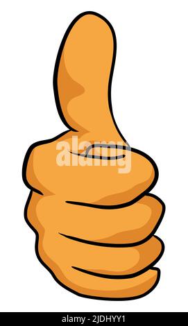 Isolated yellow hand doing the 'thumb up' gesture to you. Design in cartoon style. Stock Vector