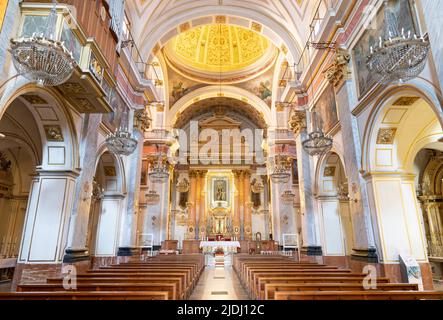 VALENCIA, SPAIN - FEBRUAR 17, 2022: The nave of church San Salvador y Santa Monica. Stock Photo