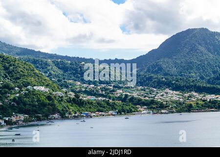 Roseau the capital of Dominica from the perspective of the cruise Terminal Stock Photo