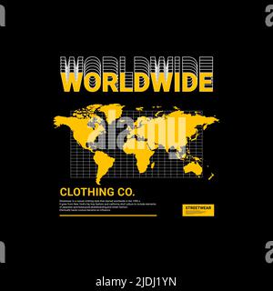 Worldwide writing design, suitable for screen printing t-shirts, clothes, jackets and others Stock Vector