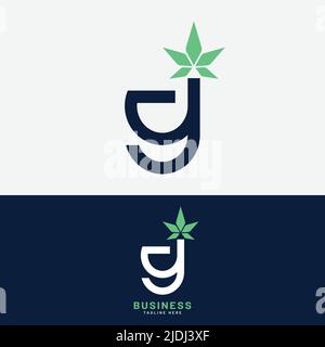 Letter Initial G Cannabis Logo Design Template. Suitable for Cannabis Hashish Weed Marijuana Hemp Plant Business Brand Company Etc. Stock Vector