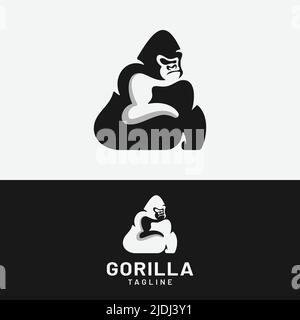 Letter Initial G Gorilla Logo Design Template. Suitable for General Sports Fitness Finance Construction Company Business Corporate Shop Apparel Etc. Stock Vector