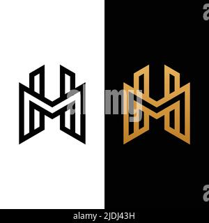 M H MH HM Letter Monogram Initial Logo Design Template. Suitable for General Sports Fitness Finance Construction Company Business Corporate Shop Stock Vector