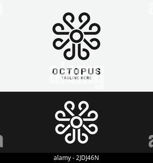 Minimalist Letter Initial O Octopus Logo Design Template. Suitable for General Sports Fitness Finance Construction Company Business Corporate Shop App Stock Vector