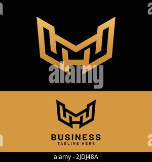 M H MH HM Letter Monogram Initial Logo Design Template. Suitable for General Sports Fitness Finance Construction Company Business Corporate Shop Stock Vector
