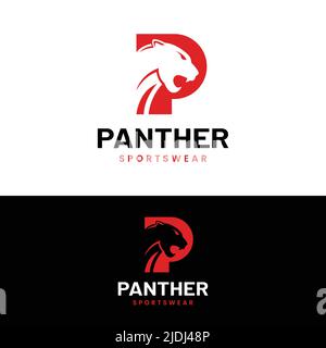 Letter Monogram Initial P Panther Logo Design Template. Suitable for General Sports Fitness Finance Construction Company Business Corporate Shop- Stock Vector