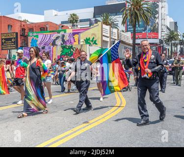 Los Angeles, CA, USA – June 12, 2022: Los Angeles Police Department’s Chief of Police Michael Moore marches in the LA Pride Parade in Los Angeles, CA. Stock Photo
