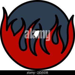 Flame Vinyl Icon. Editable Bold Outline With Color Fill Design. Vector Illustration. Stock Vector
