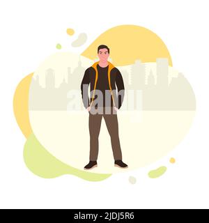 Vector illustration Man is upset. Emotions. Depressed man is in pain. Businessman has problems at work. Lack of funds, inability to pay. Man suffering Stock Vector