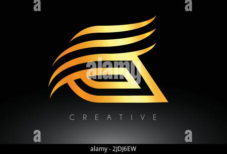 Golden R Letter Logo with Swoosh Creative Lines and Monogram Look ...