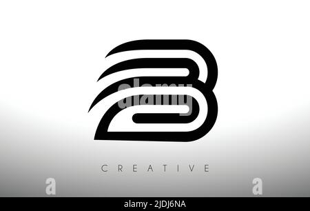 B Letter Logo with Swoosh Creative Lines and Monogram Look Vector ...