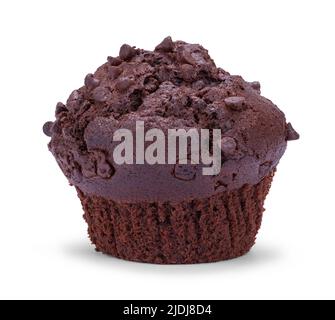 Chocolate Chip Muffin Cut Out on White. Stock Photo