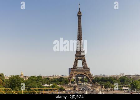 Eiffel tower in summer seen from the fountains, Paris, France. Stock Photo