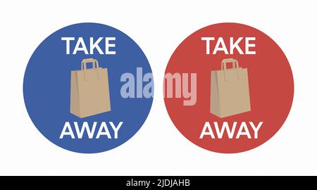 Take Away Bags Icon Set. Vector isolated flat editable illustration set Stock Vector