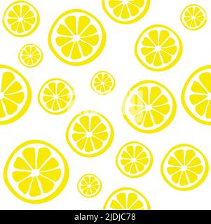 Tropical vector seamless pattern with yellow slices lemons. Vector summer bright print for fabric, wallpaper and decor. Stock Vector