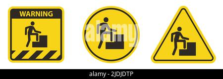 Caution Step Up Sign On White Background Stock Vector