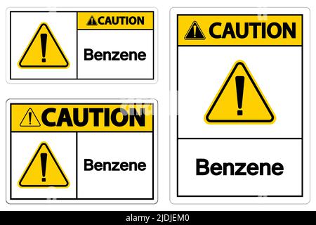 Caution Benzene Symbol Sign On White Background Stock Vector