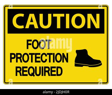 Caution Foot Protection Required Wall Symbol Sign Isolate on ...