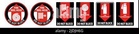Fire Reel Hose Do Not Block Sign on white background Stock Vector