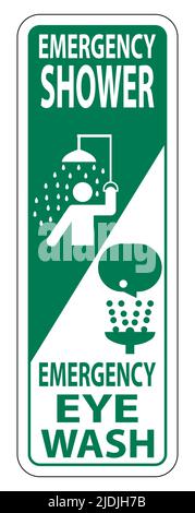 Emergency Shower,Eye Wash Sign Isolate On White Background,Vector Illustration Stock Vector