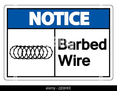 Notice Barbed Wire Symbol Sign On White Background,Vector Illustration Stock Vector