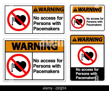 Warning No Access For Persons With Pacemaker Symbol Sign On White Background Stock Vector