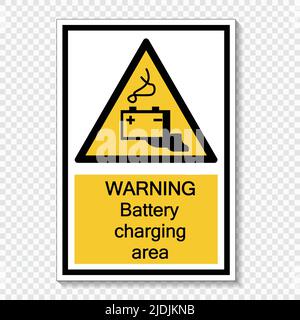 symbol warning battery charging area Sign label on transparent background,vector illustration Stock Vector