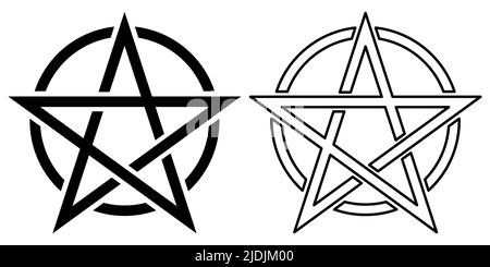 Pentacle Signs. Flat and line art style. Magic, esoteric or magic symbols. Vector illustration isolated on white background Stock Vector