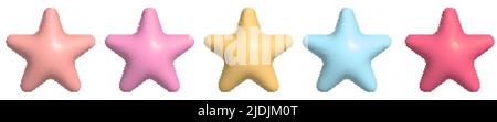 Set of 3d render star icons. Design for web and mobile app. Vector illustration Stock Vector