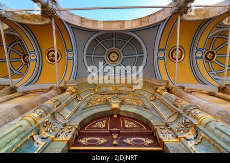 Decorations of Aziziye Mosque in Konya. Ottoman architecture in Anatolia. Ramadan or kandil or laylat al-qadr or kadir gecesi or islamic background ph Stock Photo