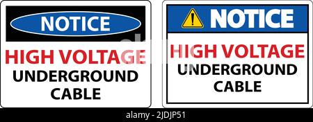Notice High Voltage Cable Underground Sign On White Background Stock Vector