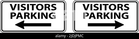 Visitors Parking Right Arrow Left Arrow Sign On White Background Stock Vector