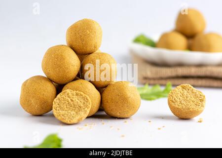 Stacks of Dankwa with spinach Stock Photo