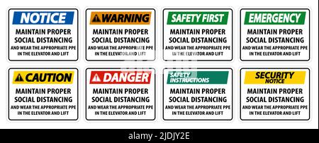 Maintain Proper Social Distancing Sign Isolate On White Background,Vector Illustration EPS.10 Stock Vector