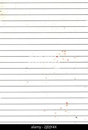 High resolution large image of used, worn out line graph paper texture background scan with color stain spots from writing with markers, weathered old Stock Photo