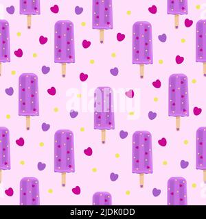 Appetizing violet ice cream, seamless pattern Stock Vector
