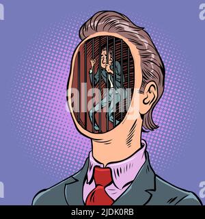 prison of desires mind thoughts psychology, secrets of male consciousness Stock Vector